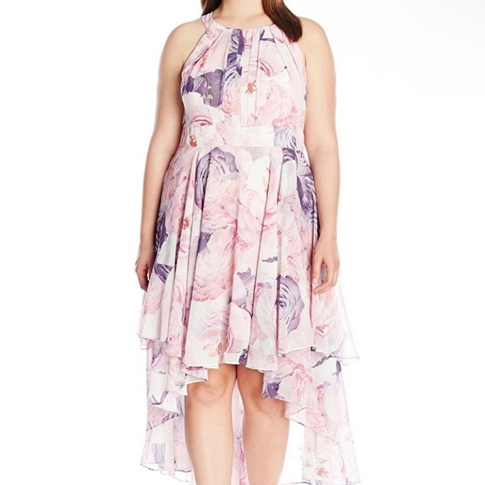Eliza J Floral High-Low Halter Gown Dress -‎ Size 18W Romantic Wedding